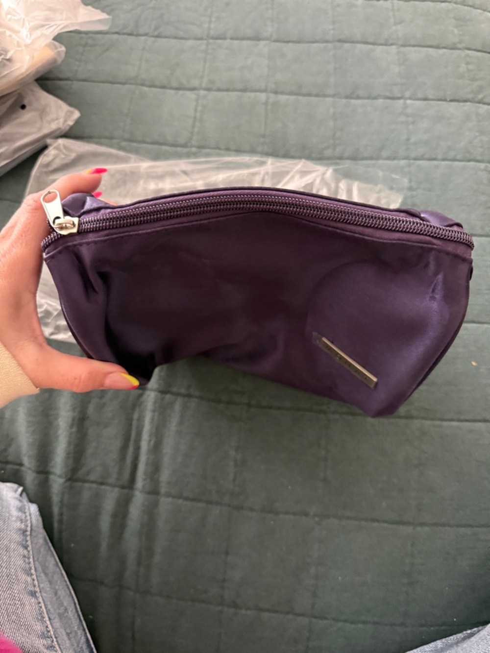 Monat Purple Women's Cosmetic Pouch - Sleek Travel Makeup Bag